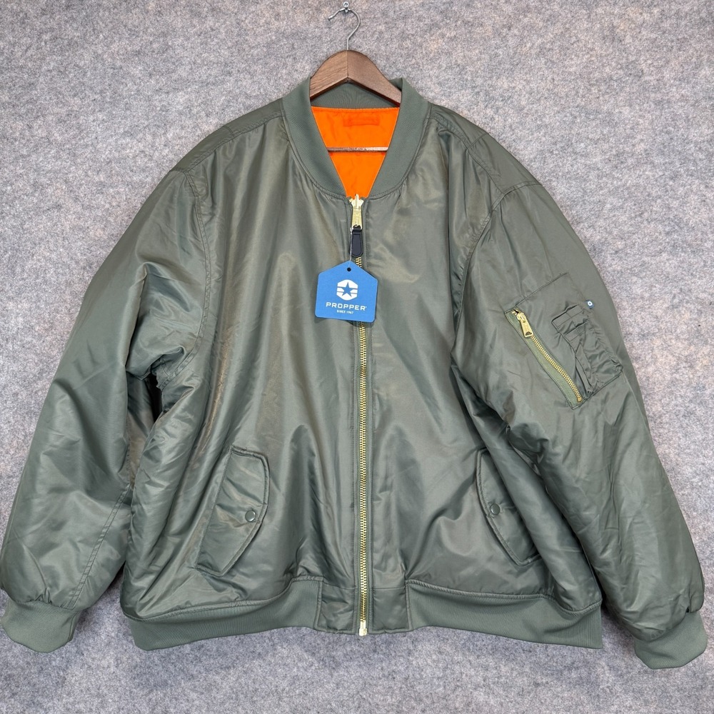 Propper MA-1 Flight Bomber Jacket Mens 3XL Sage Green Orange Reversible Military